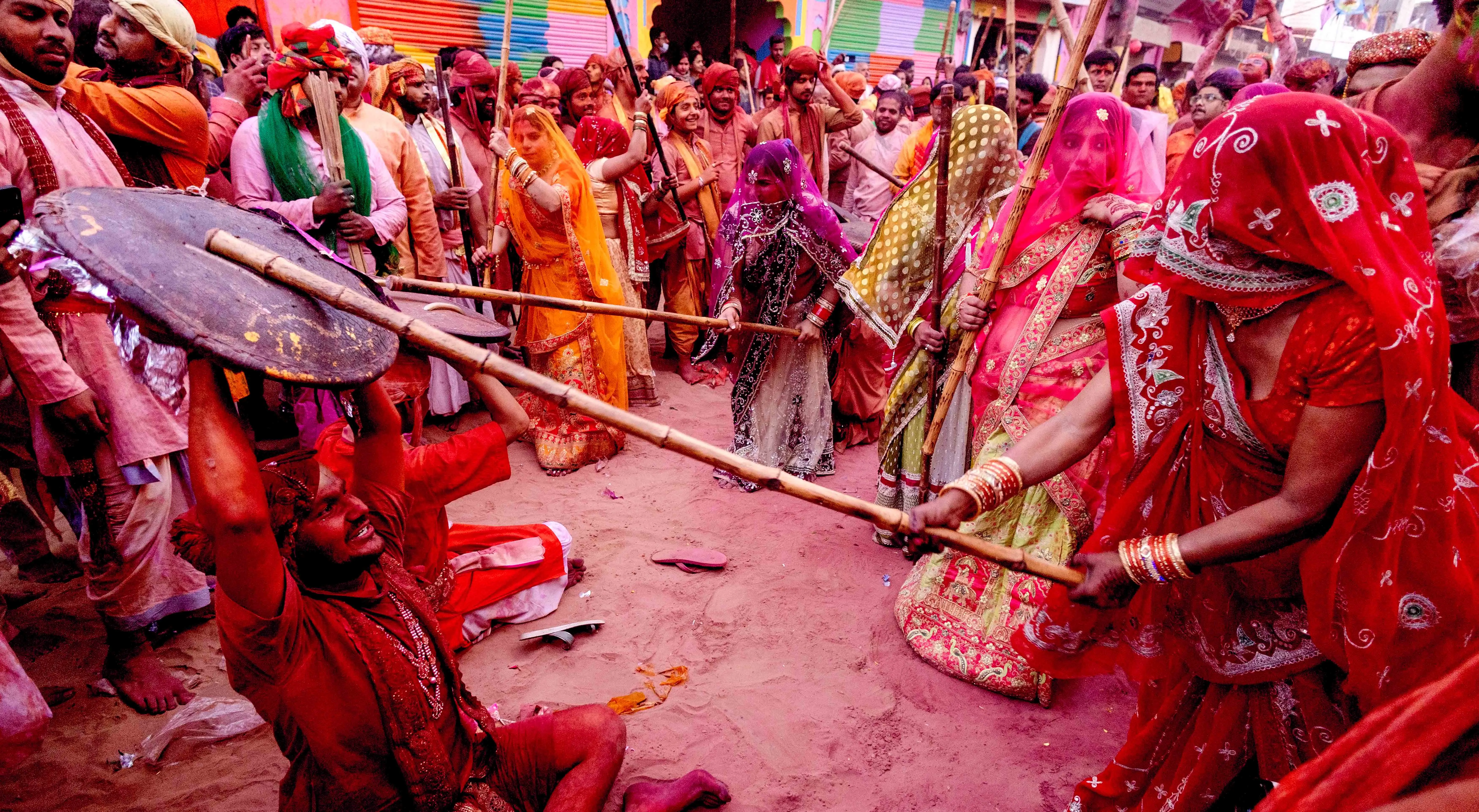 Lathmar Holi celebration in Barsana